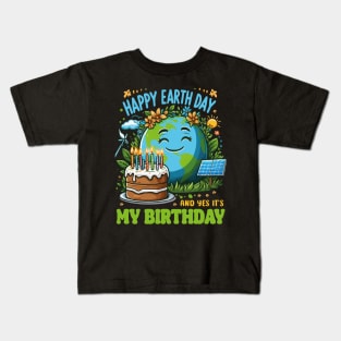 Happy Earth Day It's My Birthday April 22nd Earth Day 2024 Kids T-Shirt